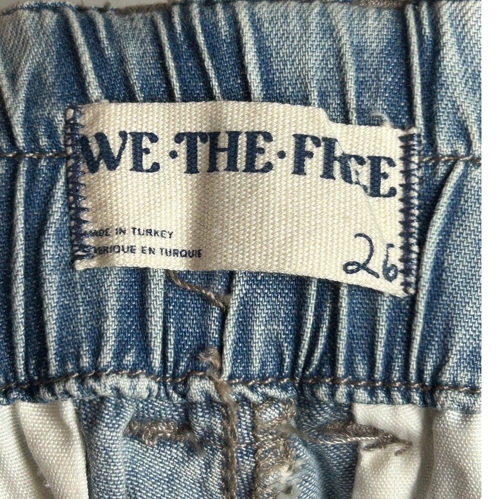 We the Free Utility Cargo JoggerJeans Blue Button Fly Tie Waist Size 26 - Picture 6 of 6